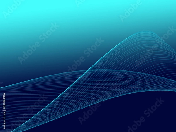 Fototapeta soft blue curved lines on gradient background