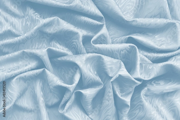 Fototapeta Light blue silk damask fabric with wavy pattern
