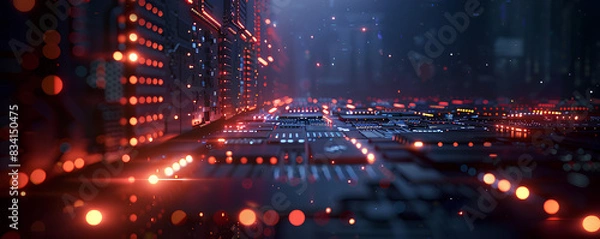 Obraz Digital background perfect for tech processes, neural networks, artificial intelligence, data transfer and encryption, digital archives, sound and graphic presentations, science, education, etc.