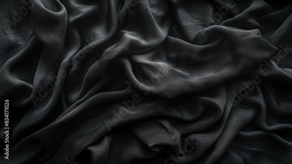Fototapeta A black fabric with a shiny texture