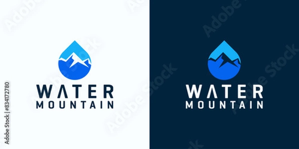 Fototapeta mountain water logo design, with the concept of mountains and water drops