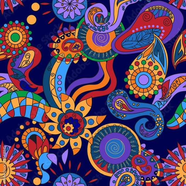 Obraz Ornamental abstract floral elements seamless pattern