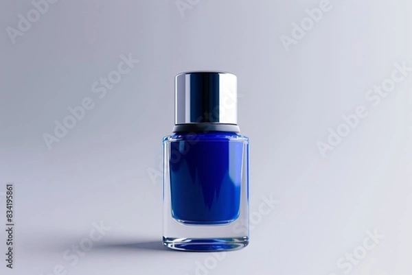 Fototapeta bottle of royal blue nail polish on plain white background from Generative AI 