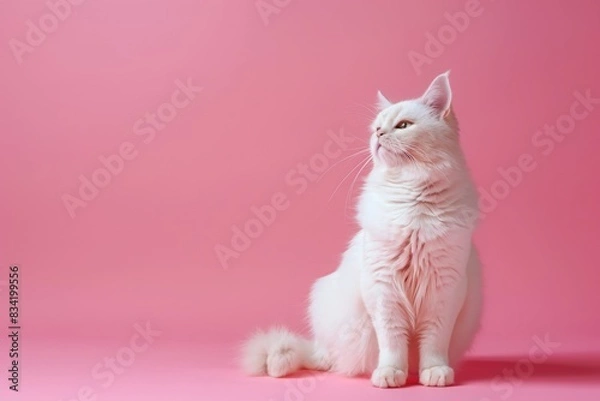 Fototapeta high fashion cat studio portrait on plain colour background 