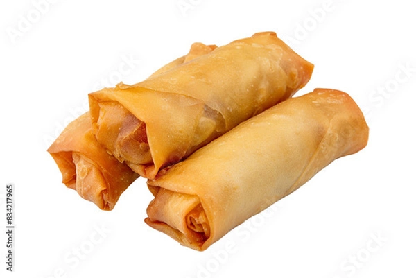 Fototapeta Three egg rolls isolated on transparent or white background, png