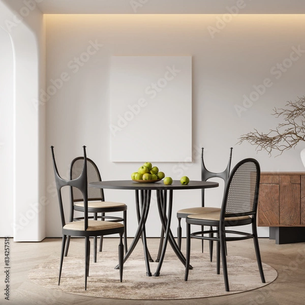 Fototapeta Interior Dining Room Frame & Wall Mockup - 3d rendering, 3d illustration