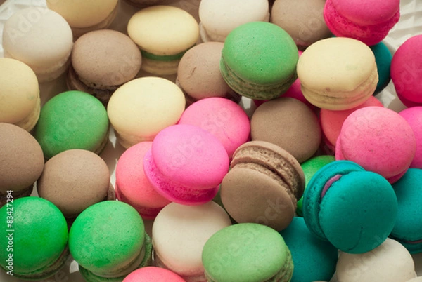 Fototapeta Colorful macaroons background.