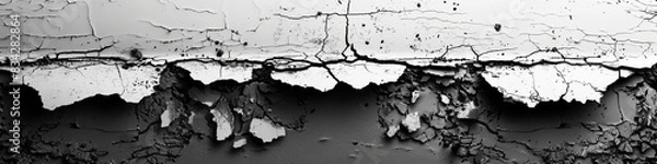 Fototapeta Large dark cracks running through a white surface. 
