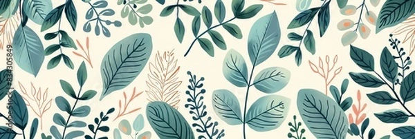 Fototapeta Botanical seamless background tile pattern