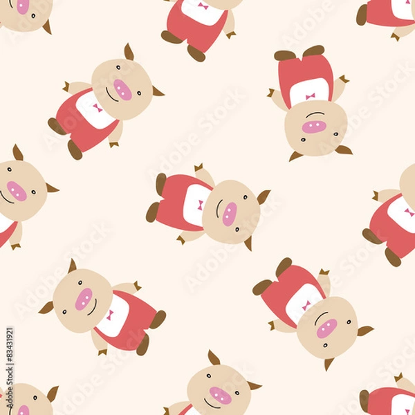 Fototapeta Three Little Pigs , cartoon seamless pattern background
