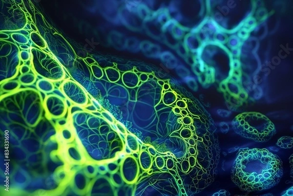 Fototapeta a mesmerizing abstract background adorned with intricate fractal patterns. This design showcases repeating, self-similar shapes that create an infinite loop effect. 