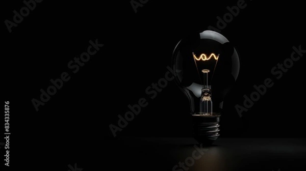 Fototapeta A conceptual image of a light bulb representing an idea emerging from the darkness, with room nearby for text 