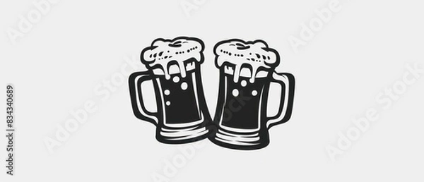 Obraz beer illustrated icon in black and white