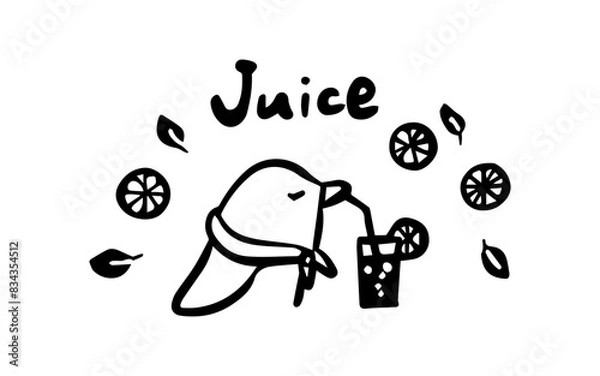 Fototapeta 動物のドリンク挿絵（ペンギン・ジュース）