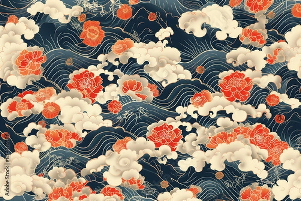 Obraz Seamless Pattern Japanese, wallpaper