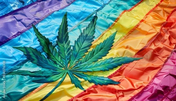 Obraz Cannabis Leaf Colorful Abstract Rainbow Vibrant Pride