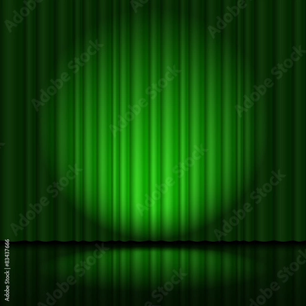 Obraz Stage with green curtain