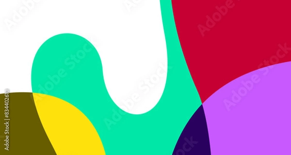 Fototapeta Minimalist simple flat colorful fluid geometric abstract background for summer