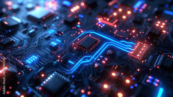 Fototapeta echnology sense chip, cool background image