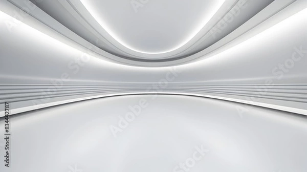 Fototapeta Futuristic White 3D Neon Corridor Abstract Technology Studio Background