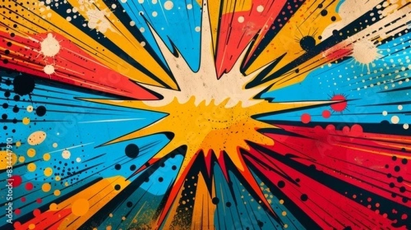 Fototapeta Abstract colorful explosion with radial lines and splatters, perfect for dynamic and energetic designs.