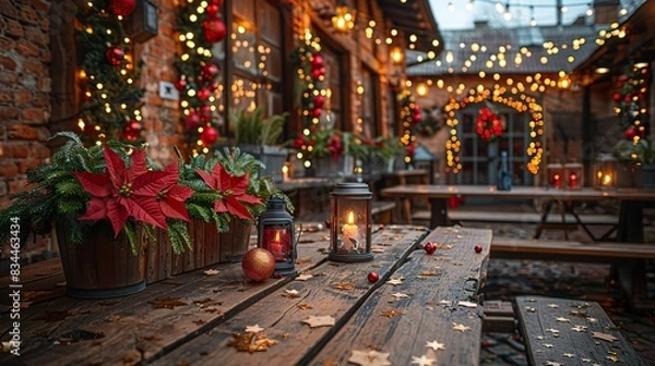 Obraz A cheerful atmosphere featuring glittery decorations and garlands. - Event decoration background