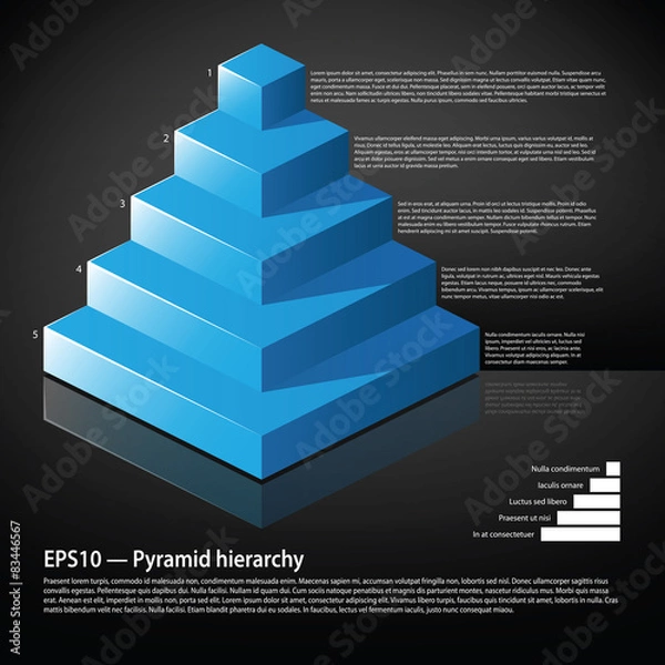 Obraz Blue isometric pyramid with text on each level