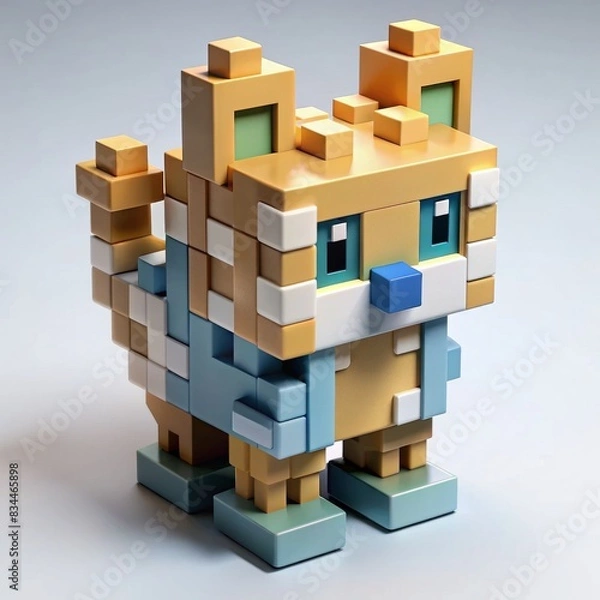 Fototapeta 3D Render of a Pixelated Car, on isolated white background, Generative AI