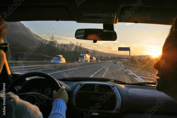 Obraz road from rear passenger's view