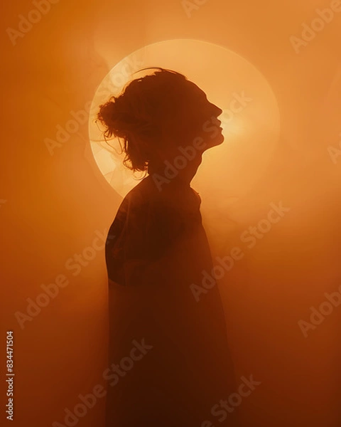Obraz Silhouette of a Person Against a Golden Sunset