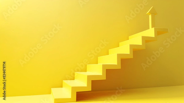 Obraz 3d vector room with stairs yellow ,generative ai
