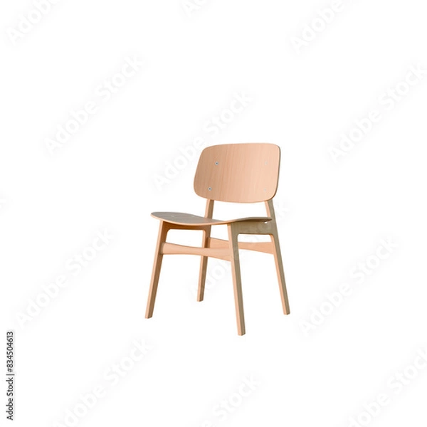 Fototapeta wooden chairs isolated on transparent background. 3D render