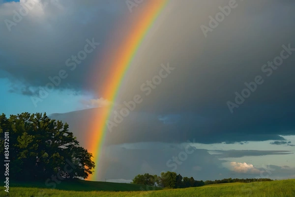 Fototapeta A beautiful scene of a colorful rainbow