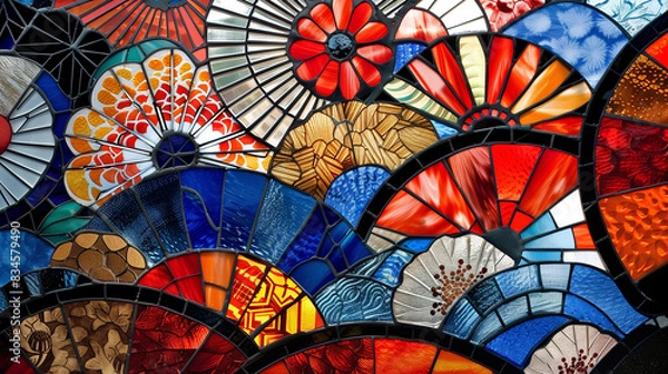 Obraz Japanese pattern stained glass background wallpaper