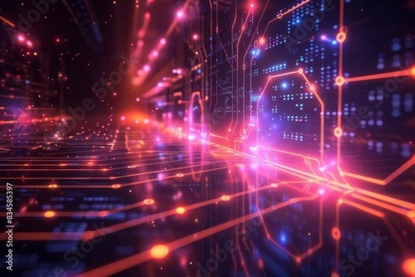 Fototapeta Cyber Security Data Transfer illustration created with Generative AI