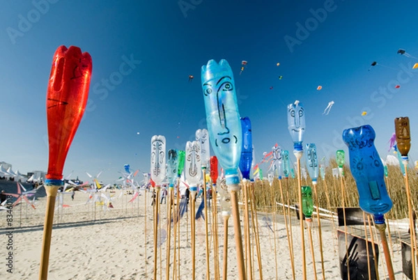 Fototapeta Painted bottles with smiling faces