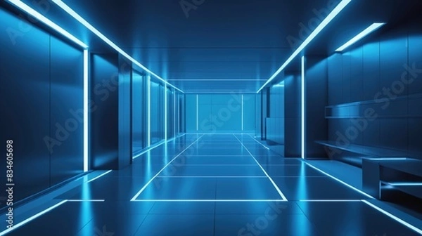 Obraz blue corridor in building
