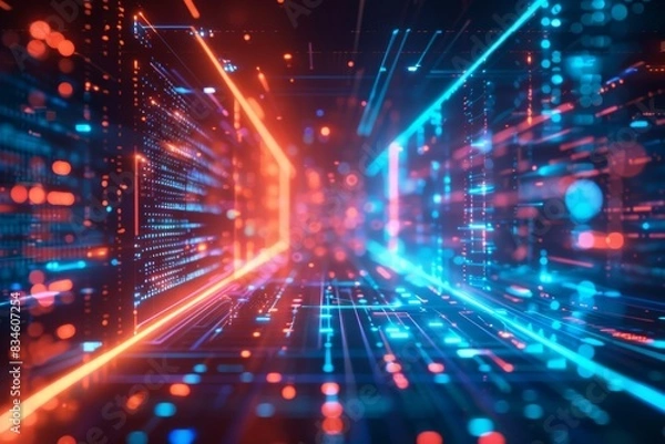 Fototapeta Cyber Security Data Transfer illustration created with Generative AI