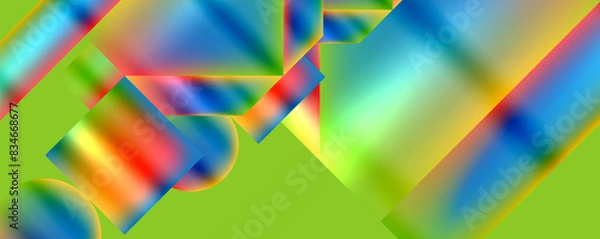 Fototapeta Colorful metallic geometric shapes. Vector Illustration For Wallpaper, Banner, Background, Card, Book Illustration, landing page