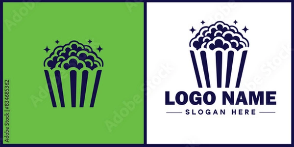 Obraz popcorn icon Popping corn Popped corn flat logo sign symbol editable vector