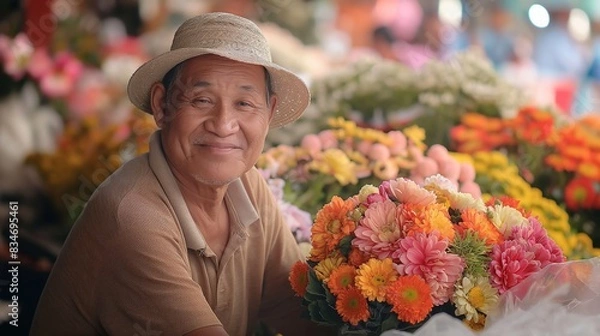 Obraz Joyful Flower Vendor