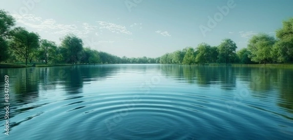 Fototapeta Serene lake scene with gentle ripples, luxury and tranquility for branding and decor