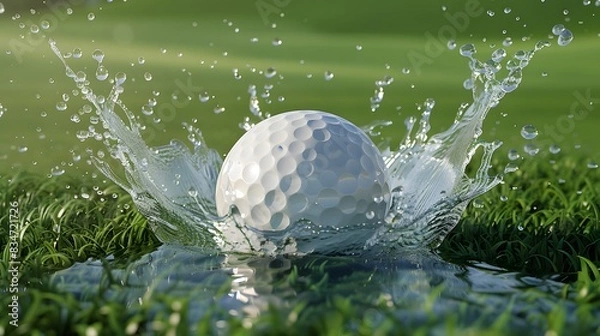 Obraz Golf ball splashes into grass