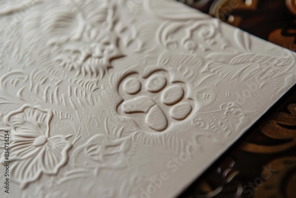 Fototapeta Embossed Paw Print on Decorative Paper