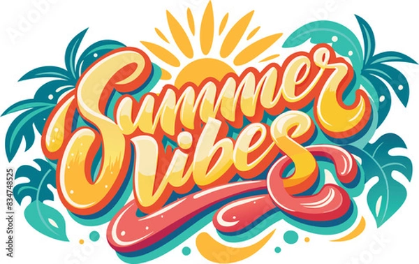 Fototapeta summer vibes in playful swirling script font