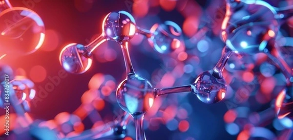 Fototapeta Silicon structure under a microscope, high-definition, close-up shot, soft artificial light, detailed atomic arrangement, vibrant and clear