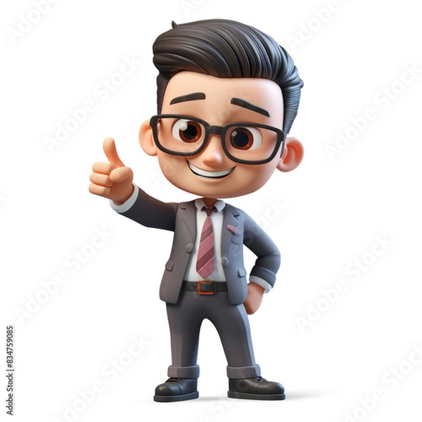 Fototapeta 3d cute young businessman character