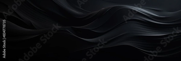 Fototapeta Abstract black silk texture background with flowing, wavy patterns and smooth gradients. Horizontal image with space for text.

Luxury design, black elegance, abstract background, smooth silk, dark wa
