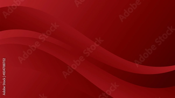 Fototapeta Abstract waves, deep crimson background, smooth curves, fluid motion, minimalist design, rich red tones, silky texture, flowing lines