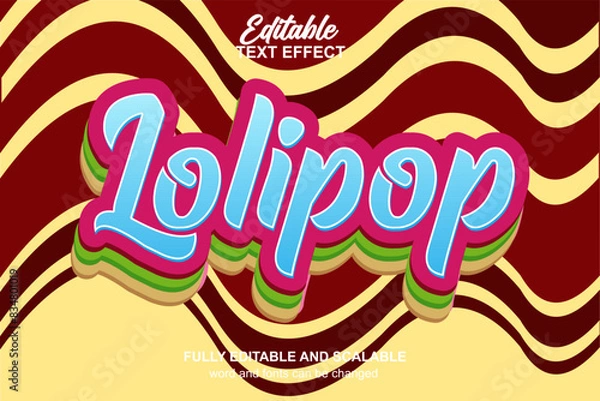 Fototapeta LOLIPOP 3D TEXT EFFECT VECTOR FILE